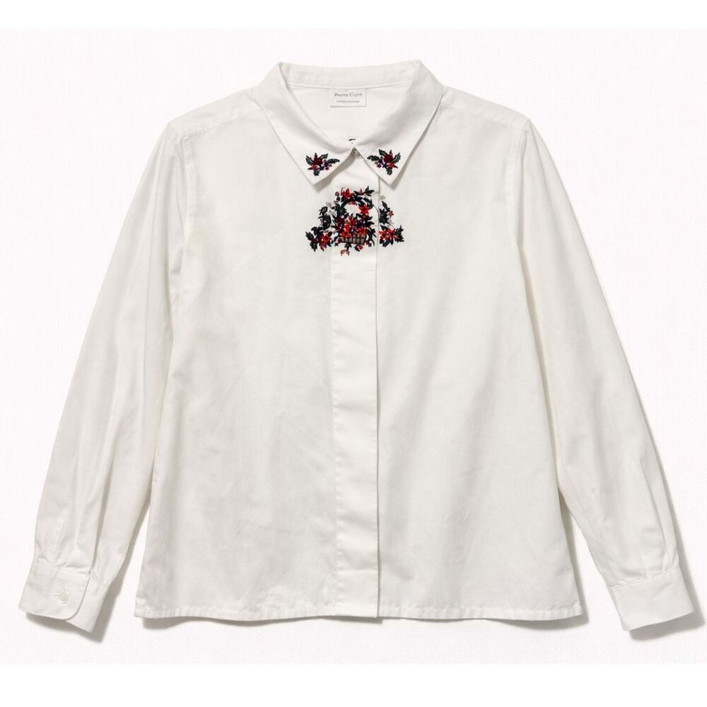 Vintage Witt Embroidered Floral Button Shirt  14White Cottagecore Grandma Core‎
